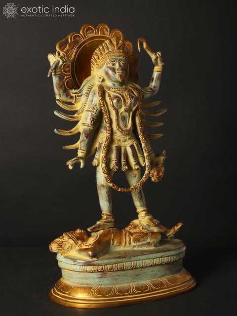 18" Brass Sculpture Of Chaturbhuja Kali