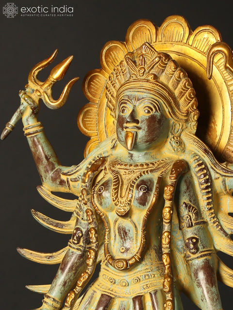 18" Brass Sculpture Of Chaturbhuja Kali