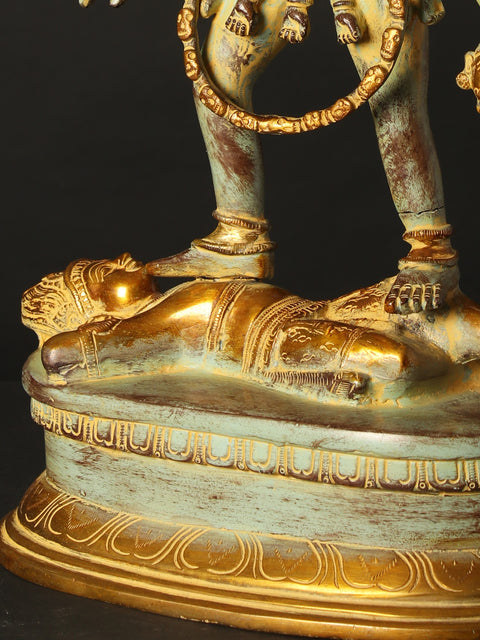 18" Brass Sculpture Of Chaturbhuja Kali