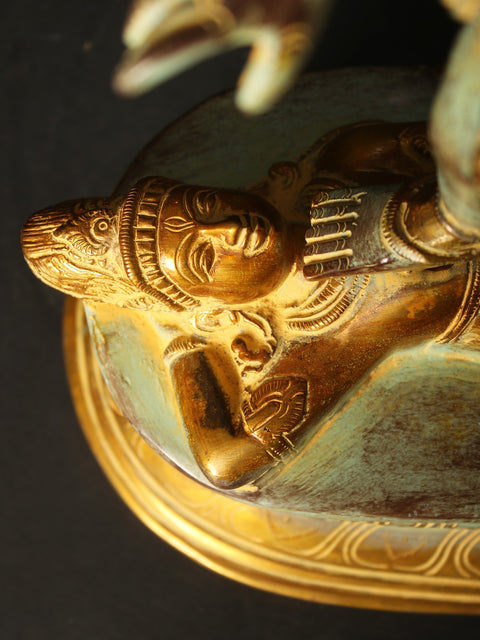 18" Brass Sculpture Of Chaturbhuja Kali