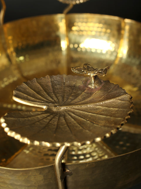 16" Brass Beautiful Urli with Lotus Leaves Design