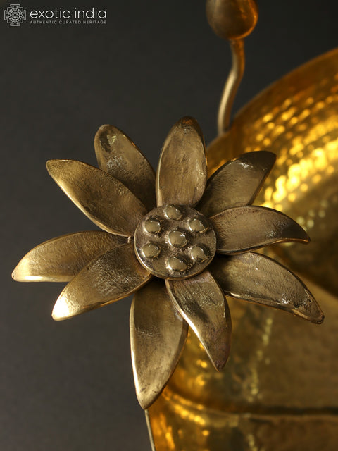 16" Brass Beautiful Urli with Lotus Leaves Design