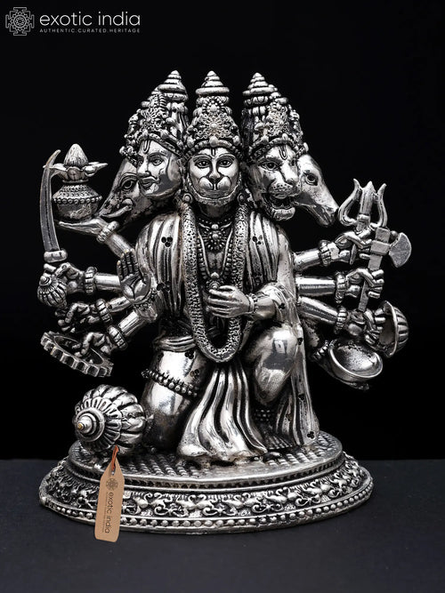 Brass Handmade Panchamukhi Hanuman Statue for Pooja