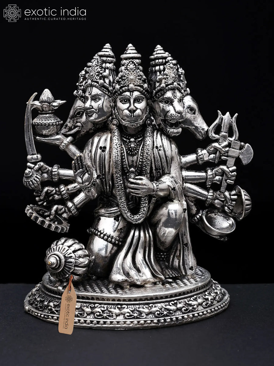 Brass Handmade Panchamukhi Hanuman Statue for Pooja