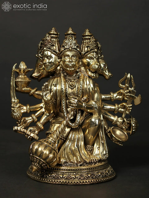 Brass Superfine Statue of Panchamukhi Hanuman