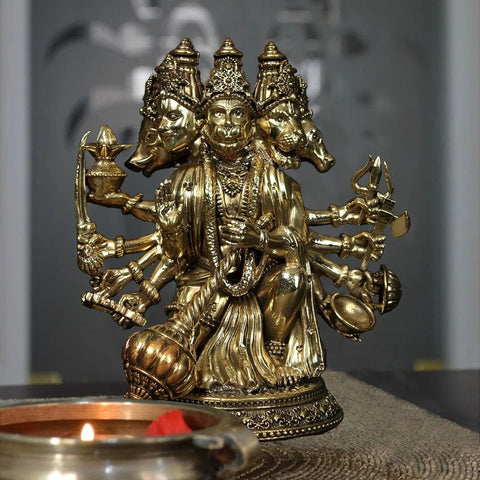 Brass Superfine Statue of Panchamukhi Hanuman