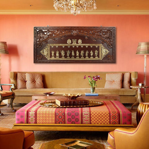65" Fine Dashavatar - Lord Vishnu | Wood Wall Hanging Frame
