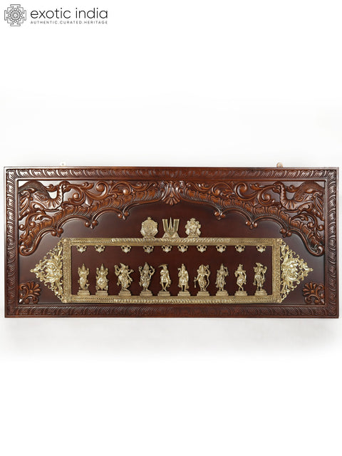 65" Fine Dashavatar - Lord Vishnu | Wood Wall Hanging Frame