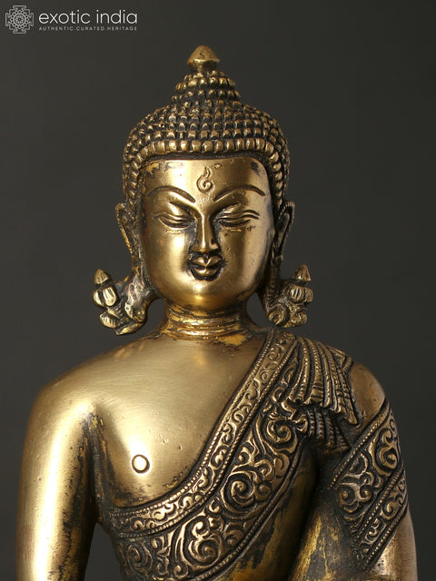 8" Bhumisparsha Buddha Brass Statue