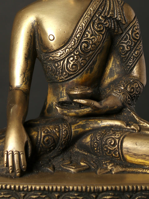 8" Bhumisparsha Buddha Brass Statue
