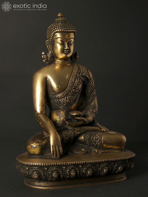 8" Bhumisparsha Buddha Brass Statue