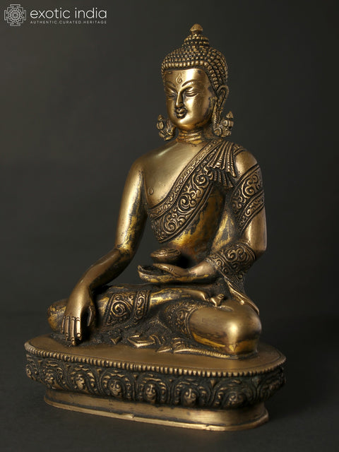 8" Bhumisparsha Buddha Brass Statue