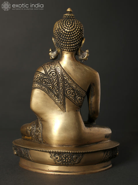 8" Bhumisparsha Buddha Brass Statue