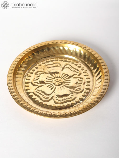 5" Handmade Brass Ritual Plate for Pooja
