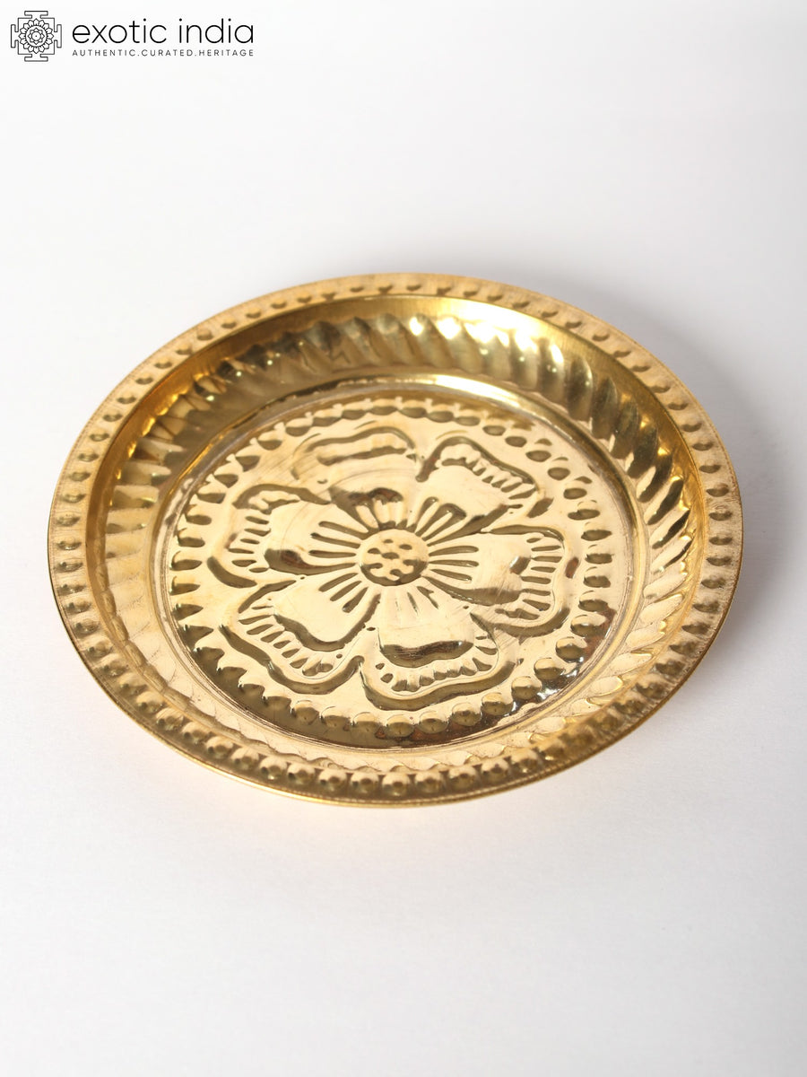 5" Handmade Brass Ritual Plate for Pooja