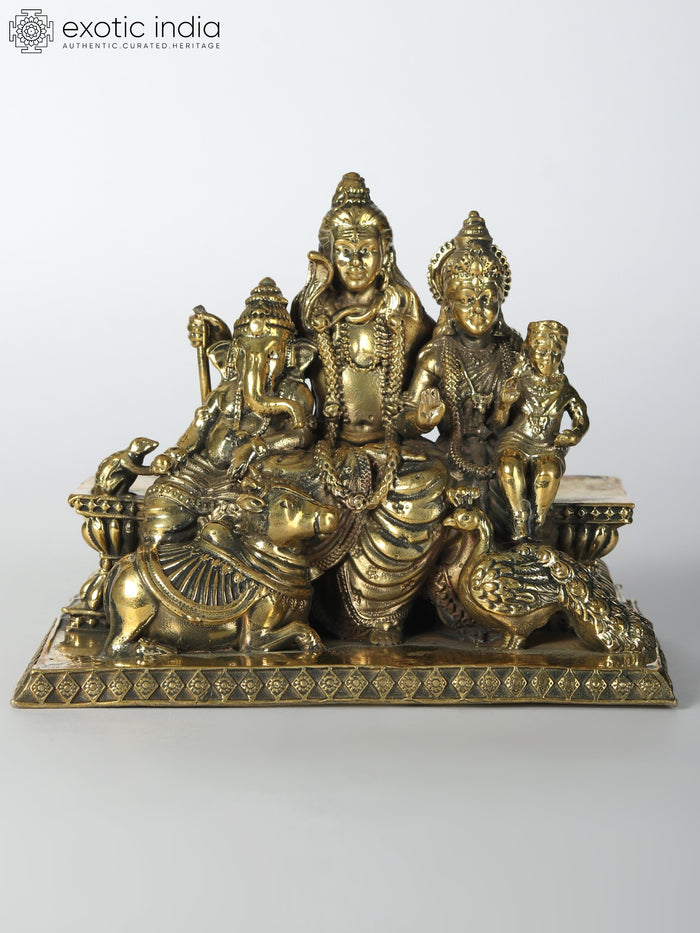 4" Small Shiva Family Brass Statue for Home Pooja