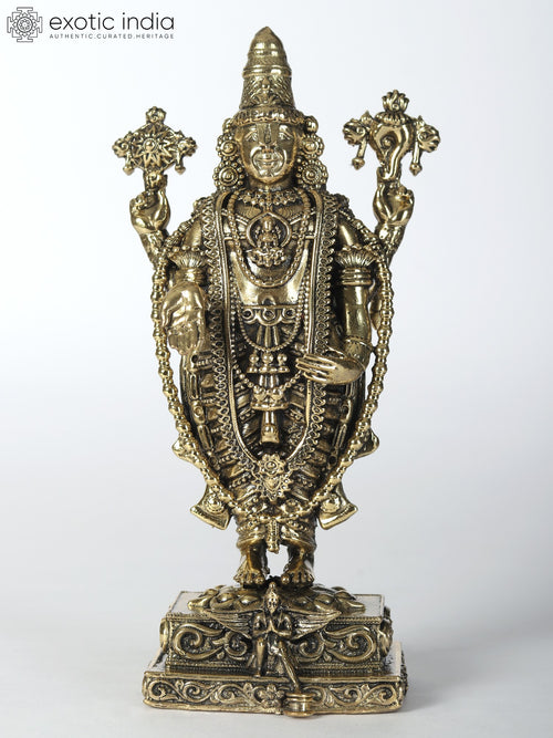 6" Tirupati Balaji Brass Idol for Pooja Home Decor