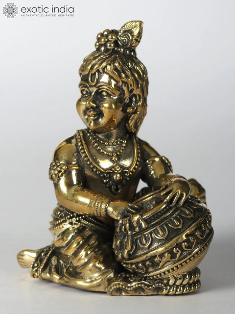 Small Butter Krishna Brass Statue (Different Sizes)