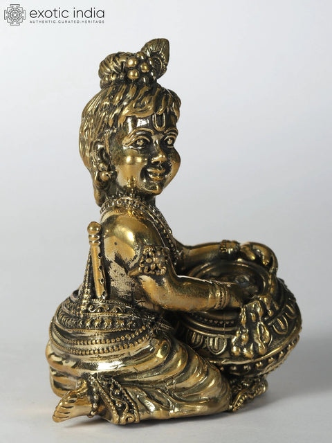 Small Butter Krishna Brass Statue (Different Sizes)