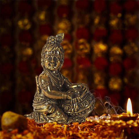 Small Butter Krishna Brass Statue (Different Sizes)