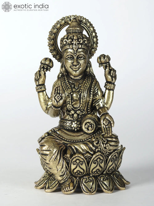 Small Brass Goddess Lakshmi Statue for Pooja