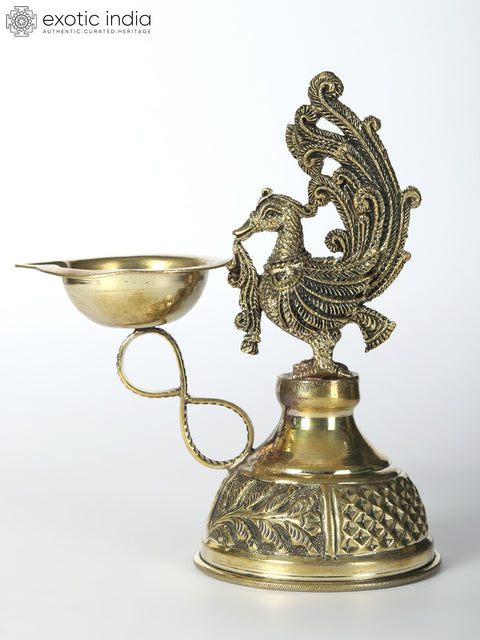 5" Small Brass Superfine Attractive Peacock Diya