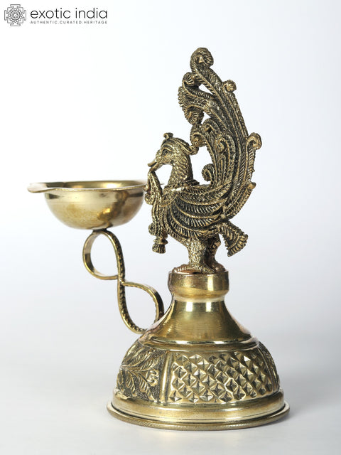 5" Small Brass Superfine Attractive Peacock Diya