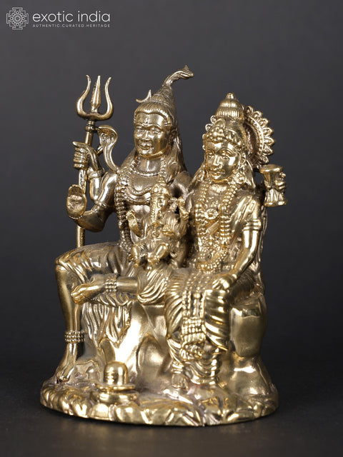 Small Lord Shiva and Parvati with Little Ganesha | Multiple Sizes Brass Statue