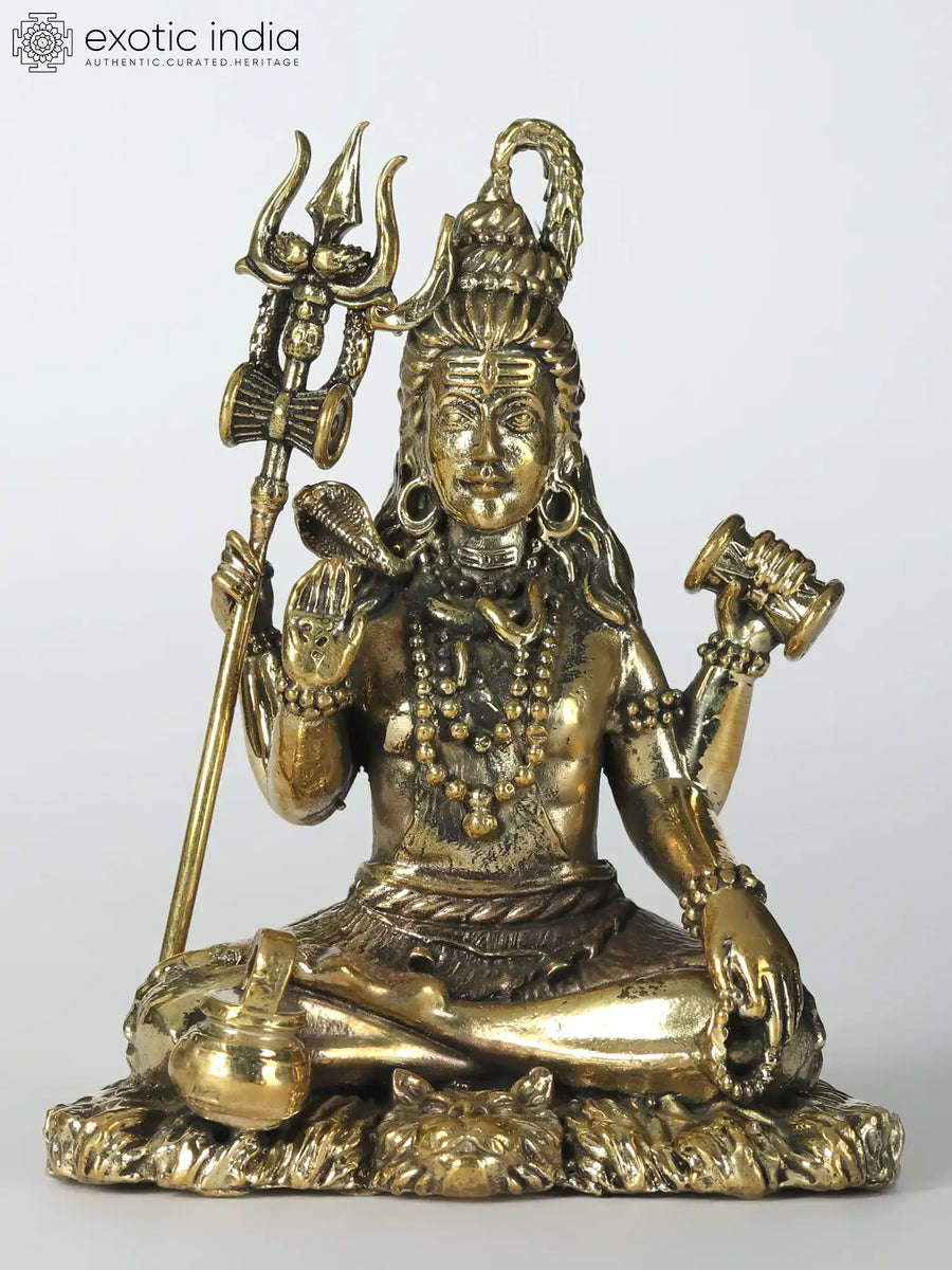 Handmade Bhole Shankara Brass Idol for Pooja Small Statue