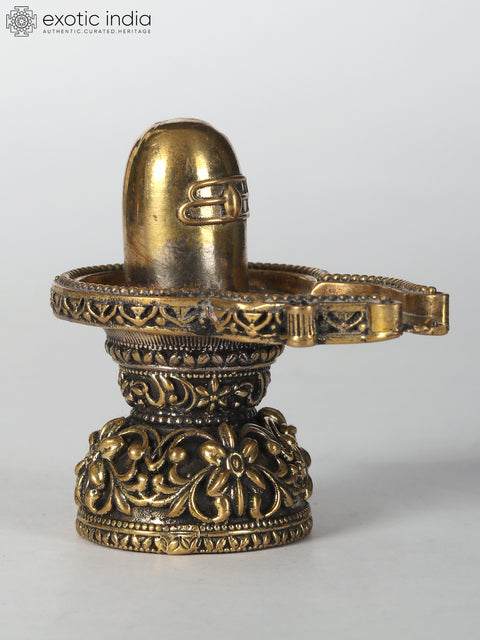 2" Small Brass Superfine Floral Shiva Linga Idol
