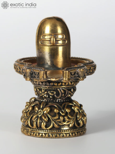 2" Small Brass Superfine Floral Shiva Linga Idol