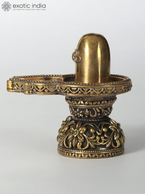 2" Small Brass Superfine Floral Shiva Linga Idol
