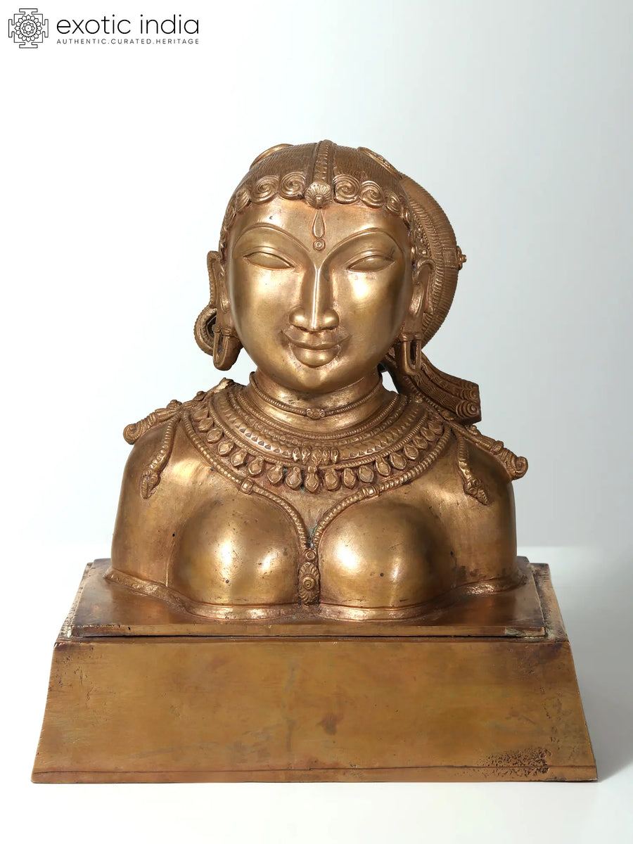 9" Goddess Parvati Brass Bust Statue Handmade