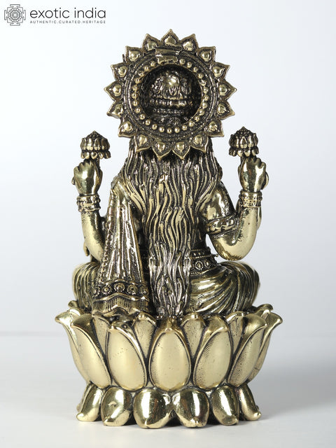 Small Brass Statue of Superfine Goddess Lakshmi Seated on Lotus | Multiple Sizes