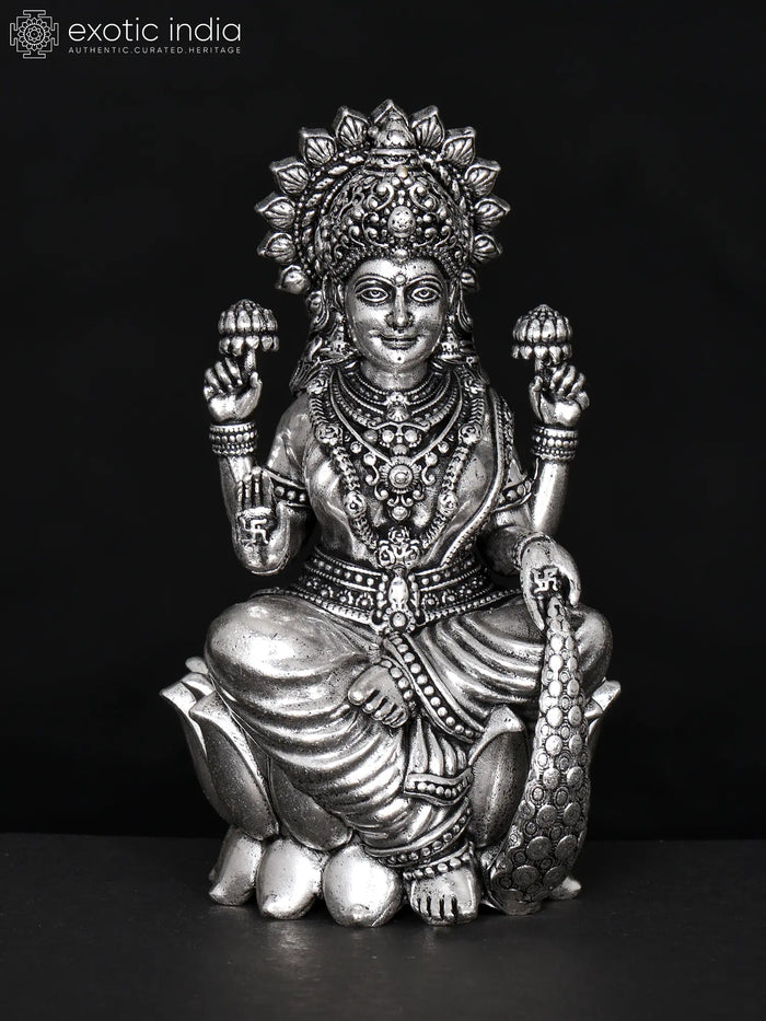 Small Brass Statue of Superfine Goddess Lakshmi Seated on Lotus | Multiple Sizes
