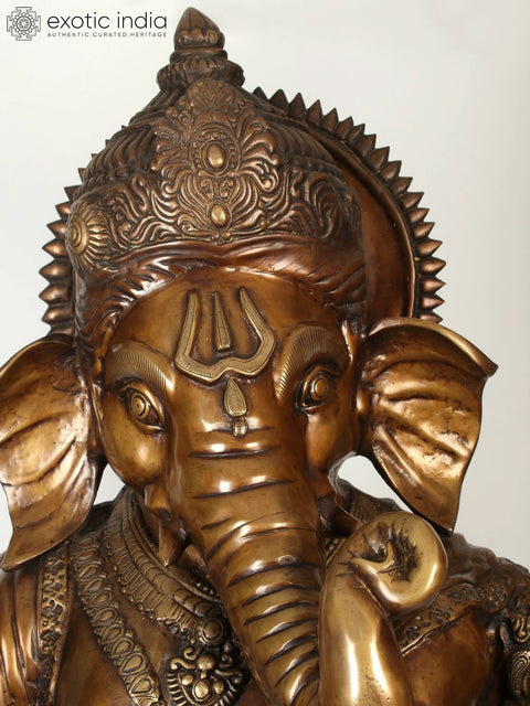 72" Large Brass Statue of Dancing Ganesha | Idol for Home Temple