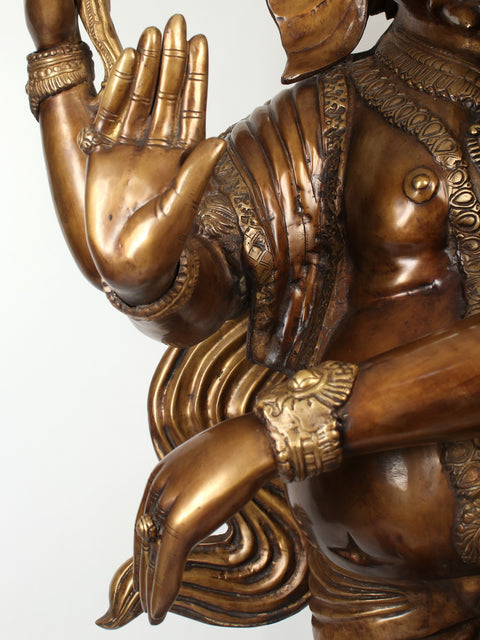 72" Large Brass Statue of Dancing Ganesha | Idol for Home Temple