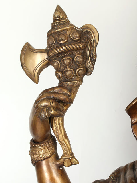 72" Large Brass Statue of Dancing Ganesha | Idol for Home Temple