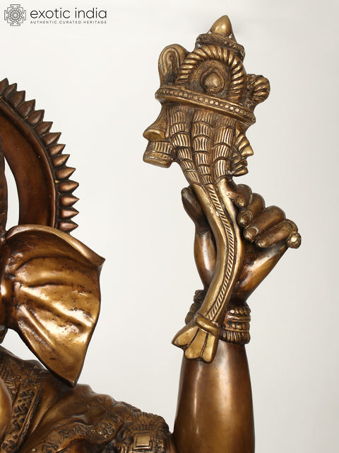 72" Large Brass Statue of Dancing Ganesha | Idol for Home Temple