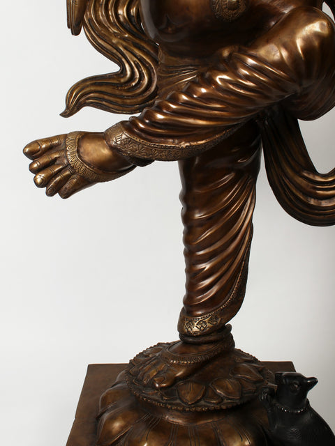 72" Large Brass Statue of Dancing Ganesha | Idol for Home Temple