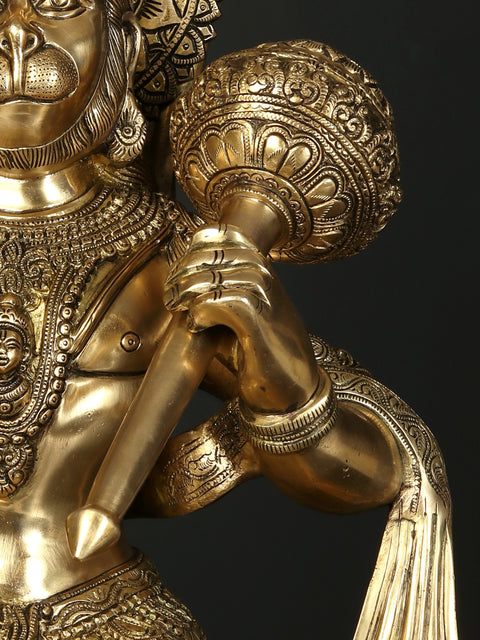 21" Sitting Lord Hanuman in Blessing Gesture | Brass Statue