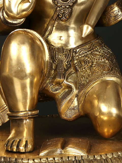21" Sitting Lord Hanuman in Blessing Gesture | Brass Statue