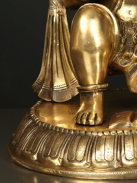 21" Sitting Lord Hanuman in Blessing Gesture | Brass Statue