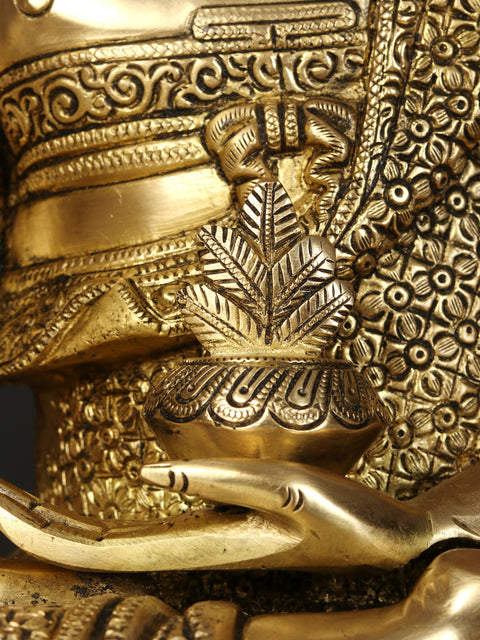 21" Fine Quality Blessing Buddha Brass Statue Wearing Fully Carved Robe