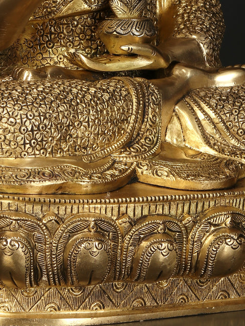 21" Fine Quality Blessing Buddha Brass Statue Wearing Fully Carved Robe