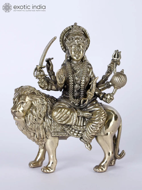 Handmade Brass Goddess Durga Statue for Home Pooja