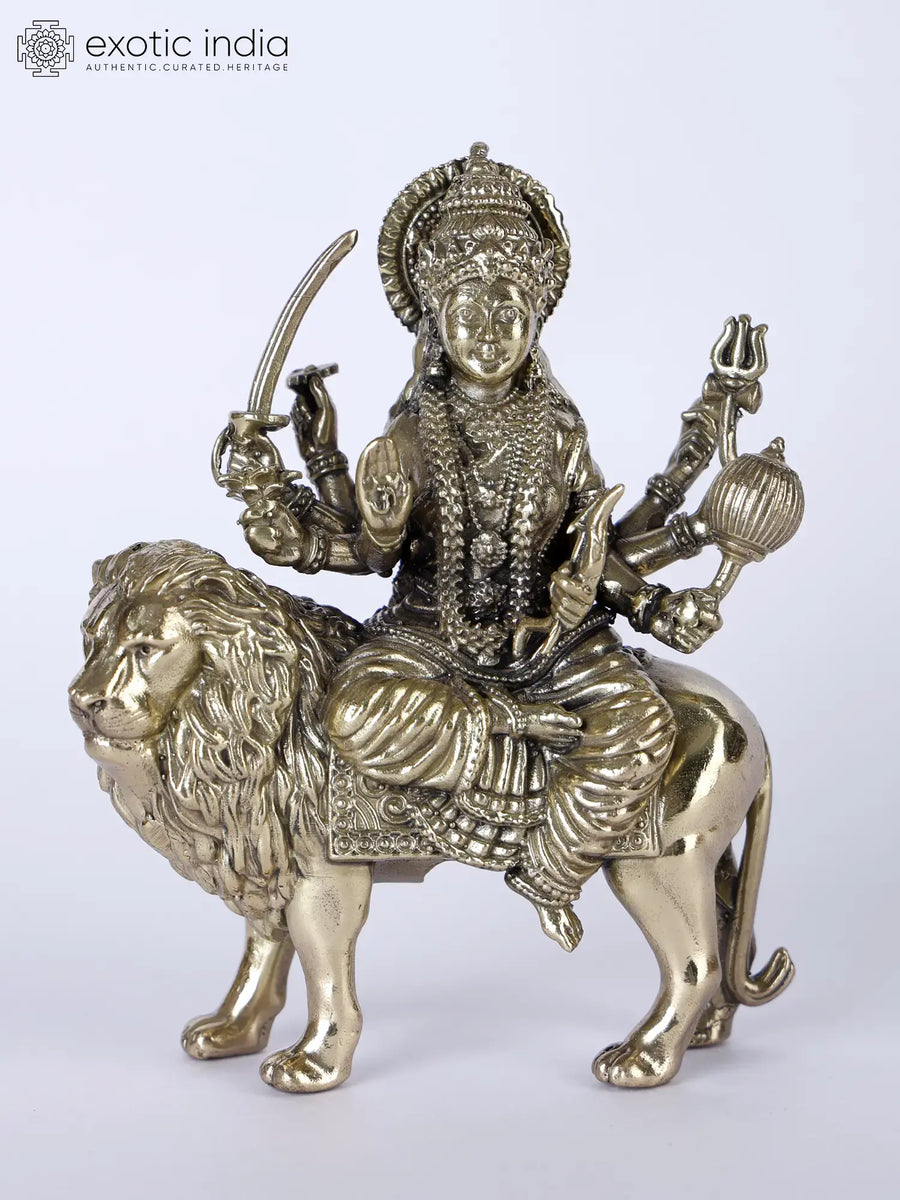Handmade Brass Goddess Durga Statue for Home Pooja