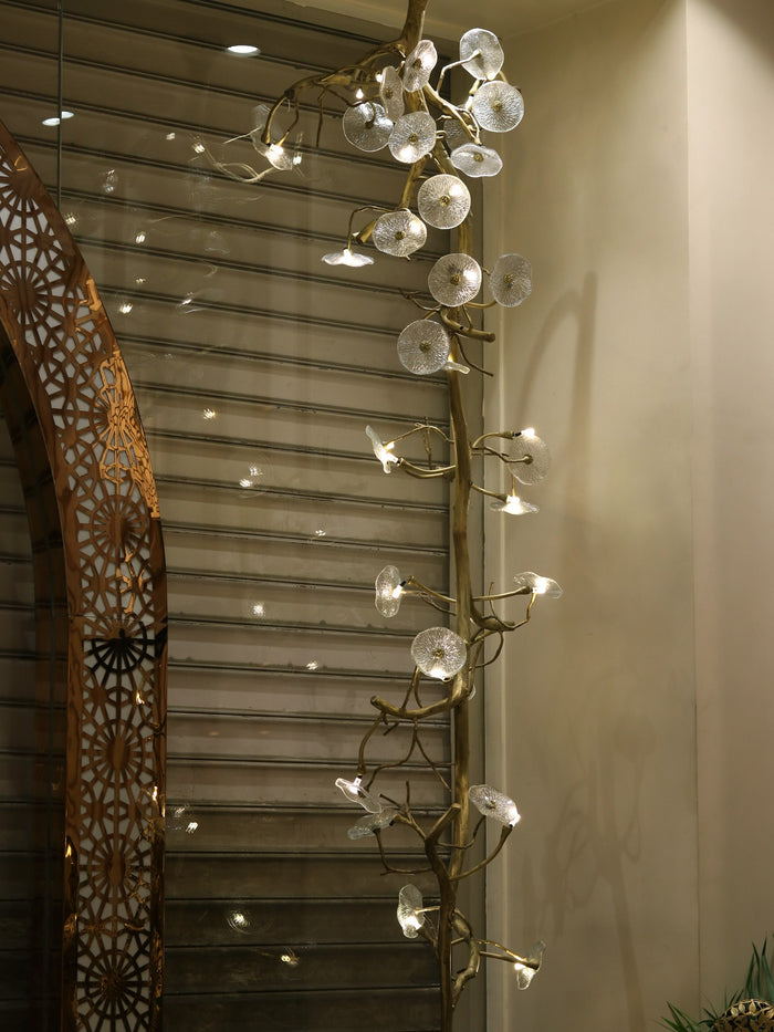 92" Brass Tree Branch Roof Lamp Handmade