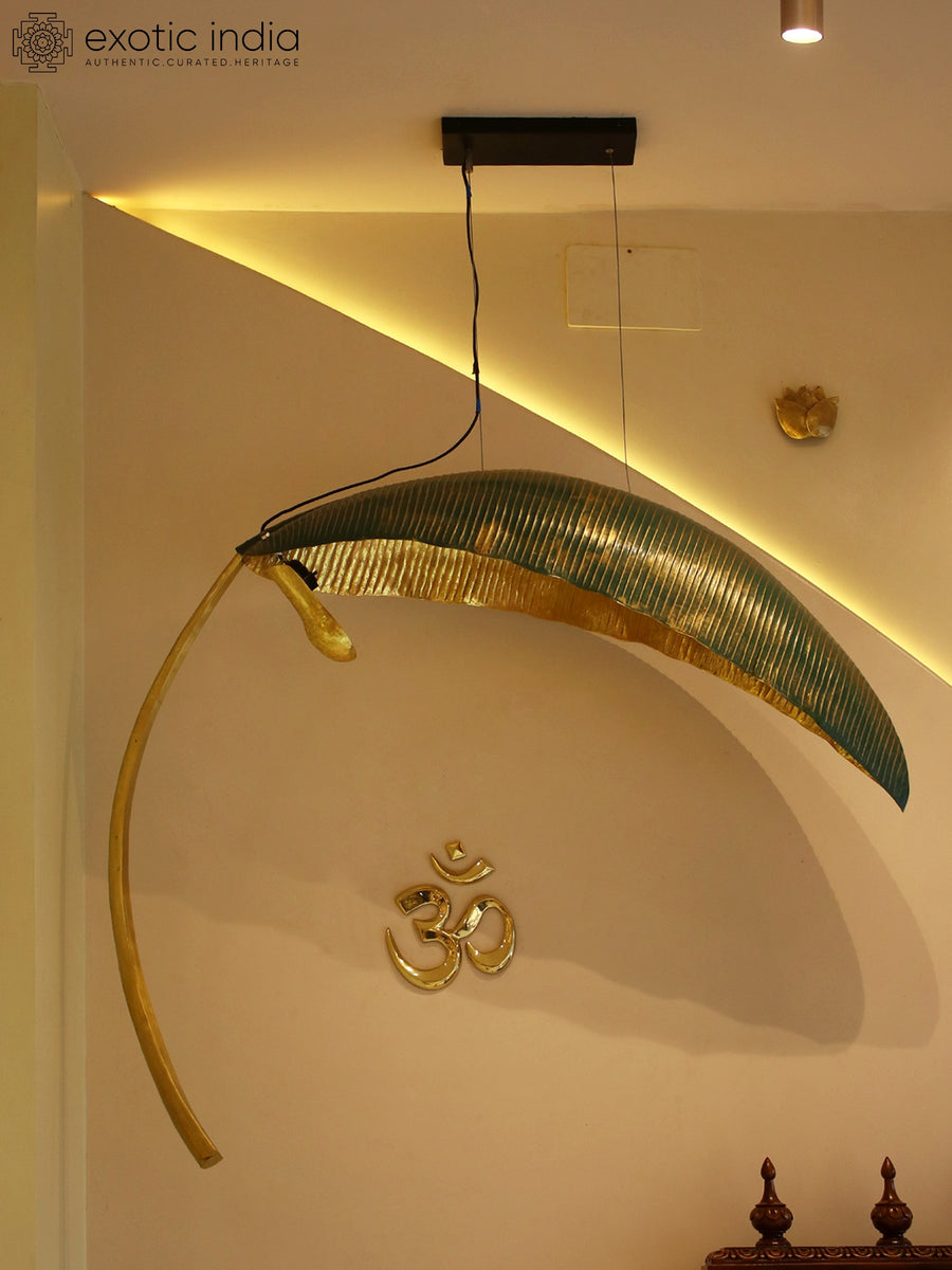 45" Brass Banana Leaf Wall Lamp Handmade