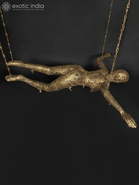 65" Brass Idol Of Flying Lady Figure For Roof